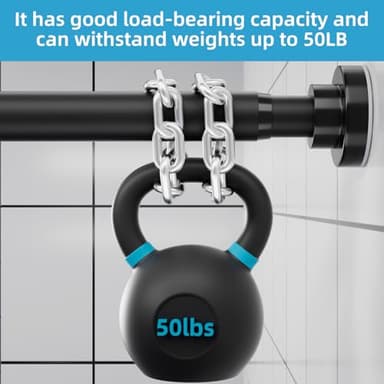 Shower Curtain Rod 26-76 Inch, Non-Slip Spring Tension Shower Rod, Stainless Steel Adjustable Telescoping Rod, 1 Inch Diameter No-Drilling Curtain Rods for Bathroom, Window, Wardrobe, Room Divider - Image 5