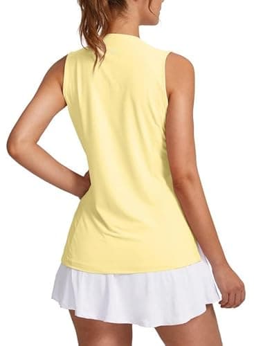 Obla Women's Sleeveless Golf Shirt V-Neck Lightweight Quick Dry Tennis Tank Tops Polo Shirts for Women(Yellow_XL) - Image 4