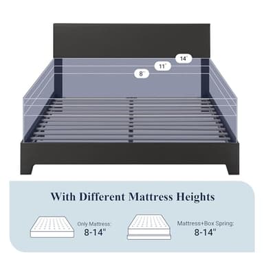 Allewie Full Size Bed Frame with Adjustable Headboard, Faux Leather Platform Bed with Wood Slats, Heavy Duty Mattress Foundation, No Box Spring Needed, Noise-Free, Easy Assembly, Black - Image 7