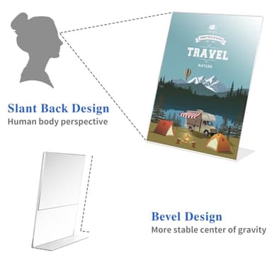 WAEFNO 12 Pack Acrylic Sign Holder 8.5 X 11, L Shape Clear Sign Holder, Clear Plastic Sign Holder Picture Photo Frames, Flyer Document Paper Display Stand for Office Desktop - Image 3