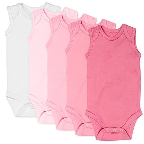 HonestBaby Sleeveless Bodysuits One-piece 100% Organic Cotton for Baby Boys, Girls, Unisex, Pink Ombre, 0-3 Months - Image 1