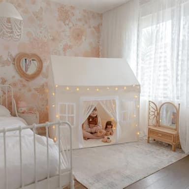 Tiny Land Play Tent with Padded Mat & LED Lights, Kids Tent, Playhouse for Kids, Indoor Bed Tent for Toddler, Toys for 3,4,5,6-Year-Old Girls, Neutral Color Play Room Furniture - Image 2