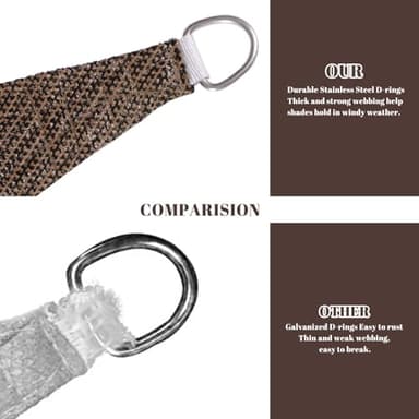 Cool Area Sun Shade Sail 12x12x12FT Triangle Shade Canopy Outdoor Sunshade for Patio Backyard Garden, Brown - Image 4