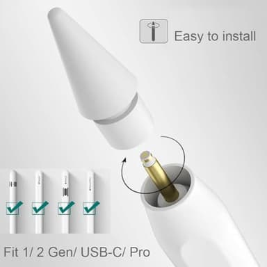 SIXFU Replacement Tips for Apple Pencil 2nd Generation/ 1st Generation Tips, iPencil Nibs Accessories for iPad Pro Pencil 2/1 Gen(4 Pack) - Image 2