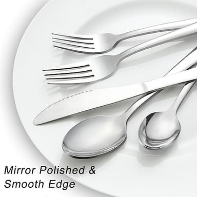 Pleafind 72-Pieces Silverware Set for 12, Flatware Set with Steak Knives, Stainless Steel Cutlery Set, Include Forks Spoons and Knives Set, Dishwasher Safe Utensil Sets for Home Restaurant - Image 3
