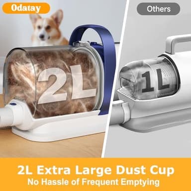 Odatay Dog Grooming Kit, 12,000Pa Strong Pet Grooming Vacuum for Dogs with Clipper Nail Grinder, 2L Dust Cup, 5 Suction Levels Dog Hair Vacuum with 7 Pet Grooming Tools for Shedding and Home Cleaning - Image 7