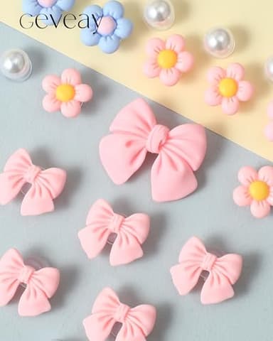 Geveay Pink Shoe Charms for Girls Women,22Pcs Cute Flower Bow Shoe Charms with Pearl,Resin Flower Shoe Accessories for Decoration Perfect Birthday Party Gift - Image 5