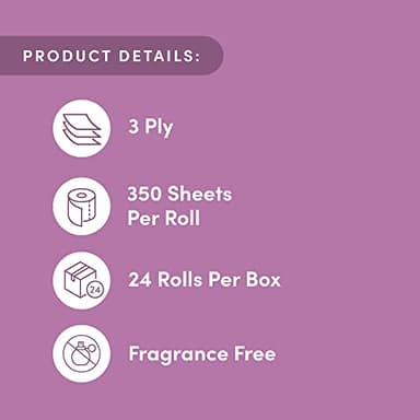 Amazon Aware 100% Bamboo 3-Ply Toilet Paper, Unscented, 24 Rolls, FSC Certified, 350 Sheets, 8400 Count, Pack of 24, Plastic-Free - Image 3