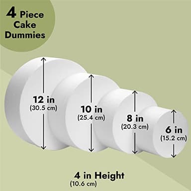 Juvale Cake Dummy Set of 4 Foam Tiers - 6-, 8-, 10- & 12-Inch, 16-Inch Tall, White Foam - Wedding Display & Decorating Practice - Faux Cake Form - Image 3