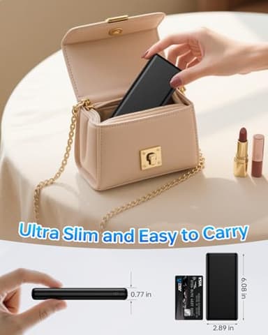 ZZI Portable Charger, 32000mAh 5V/3A Power Bank with Dual 22.5W High-Speed Charging, Thinnest Travel Essentials with LED Display, Battery Pack Compatible with iPhone Samsung iPad etc (Black) - Image 2