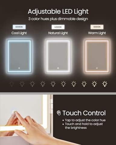 VASAGLE KAILYN Collection - Vanity Desk with Power Outlets, Makeup Vanity with Mirror and Lights, Upholstered Vanity Stool, LED Lights, 6 Compartments, 2 Drawers, for Bedroom, Cloud White URDT031W01 - Image 7