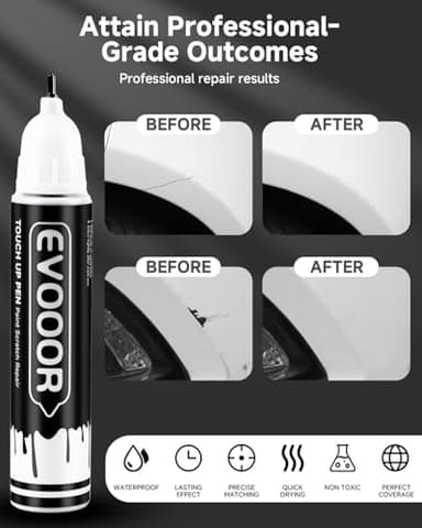 EVOOOR YZ/Z1/M6887 Oxford White Touch Up Paint for Ford – Exact Match 2 in 1 Paint Pen for Chips and Nicks Repair - Image 4