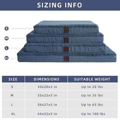 DaysU Large Dog Bed for Large Dogs, Orthopedic Dog Beds with Removable Washable Cover, Egg Crate Foam Pet Bed Mat, Light Navy, Suitable for Dogs Up to 65 Ibs, 36x27x3in - Image 7