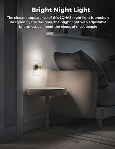 Night Lights Plug into Wall, White Light LED NighLight with Adjustable Brightness, Plug in Night Light with Auto Light Sensor, Wall Sconce-Style Design Night Light for Bathroom,Hallway, 2 Pack - Image 5