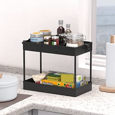 SPACELEAD 3 Tier Rolling Cart with Wheels, Storage Craft Art Trolley Organizer Serving, 3 Hanging Baskets Easy Assembly, for Office, Living Room, Kitchen, Black - Image 6
