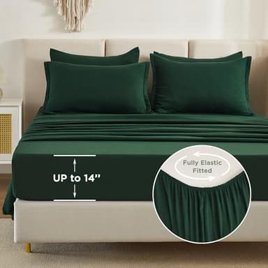 Litanika Oversized King Comforter Sets Emerald Green - 7 Pieces Bed in a Bag Oversized King Bedding Comforter Sets, Solid Lightweight Bed Set with Comforter, Sheets, Pillowcases & Shams - Image 6