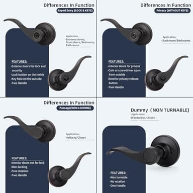 LOQRON Wave Style Door Lever, 10 Pack Wholesale Passage Door Handle Without Key and Lock, Oil Rubbed Bronze Keyless Interior Lever Reversible for Left/Right Handed for Hallway and Closet - Image 9