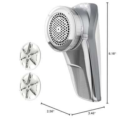 MR.SIGA Fabric Shaver and Lint Remover, Battery Operated Portable Lint Shaver with LED Lights, 2 Replaceable 6-Leaf Blades, Cream/Gray - Image 2