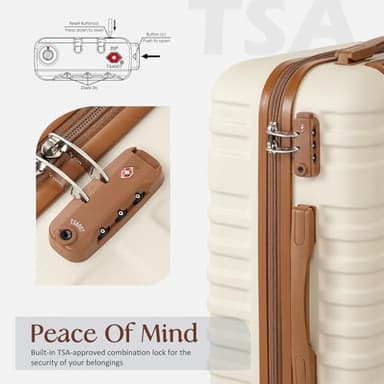 Coolife Suitcase Set 3 Piece Luggage Set Carry On Hardside Luggage with TSA Lock Spinner Wheels (White, 5 piece set) - Image 3