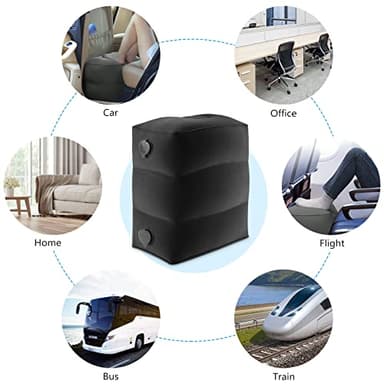 Maliton Inflatable Travel Foot Rest Pillow, Toddler Airplane Bed, Car Seat Foot Rest for Kids, Adjustable Height Leg Rest Pillow for Airplane, Home, Office(Black, 1 Pack) - Image 8