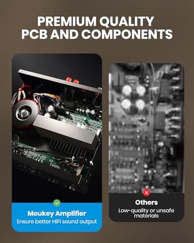 Moukey Stereo Receivers with Bluetooth 5.0, 400W 2.0 Channel Power Audio Amplifier Stereo System w/USB, SD, AUX, RCA, MIC in w/Echo, LED for Karaoke, Home Theater Speakers - MAMP1 - Image 4