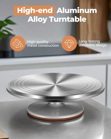 Kootek Aluminium Alloy Revolving Cake Stand 12 Inch Rotating Cake Turntable for Cake, Cupcake Decorating Supplies - Image 4