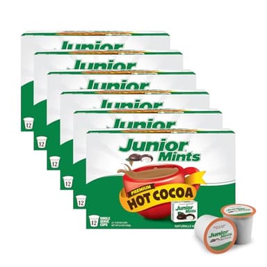 Junior Mints Chocolate Mint Flavored Hot Chocolate Pods, Compatible with 2.0 K-Cup Brewers, 12 Count (Pack of 6) - Refreshing Mint Cocoa - Image 1