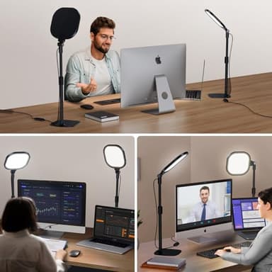LitONES 2Pcs Desktop Video Conference Lighting for Zoom Meeting, Computer, Laptop, Work from Home with Nature Soft Light, Adjustable Brightness & Color Temp and Flexible Stand & Versatile Phone Holder - Image 6