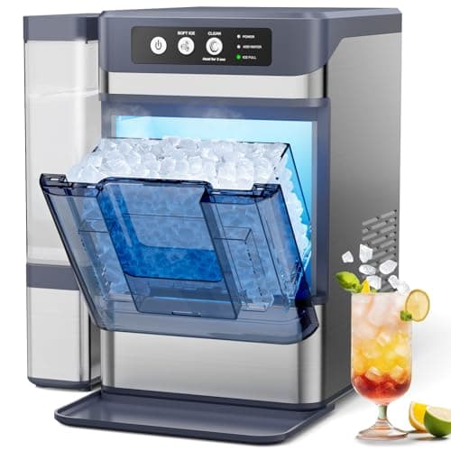 Nugget Ice Maker 43Lbs/24H with 0.8 Gallon Tank,Self-Cleaning Portable Countertop Ice Maker,Soft Chewable Pellet Ice Ready in 5-10min,Stainless Steels Nugget Ice Machine for Kitchens/Home/Office/Bar - Image 1