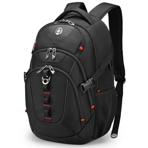 Swissdigital Design Laptop Backpack with USB Charging Port, Travel Backpack Fits 15.6 inches Computer, 31L College School Backpack for Men, Black | SD803 - Image 1