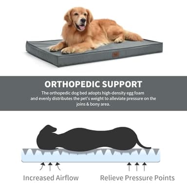 Tail Stories Outdoor Extra Large Dog Bed, Waterproof Dog Bed for Large Dogs, Egg Crate Foam XL Pet Bed with Removable Washable Oxford Cooling Cover, Grey - Image 2