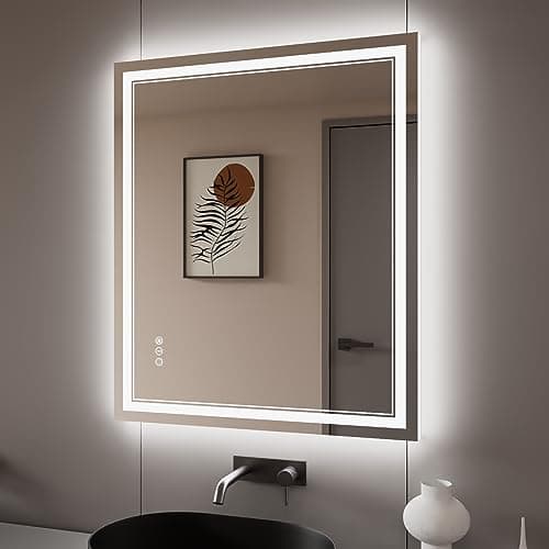 ISTRIPMF 30x36 Inch LED Bathroom Mirror with Lights, Backlit and Front Lighted Bathroom Mirrors for Wall, Anti-Fog Dimmable Memory Shatterproof LED Vanity Mirror for Bathroom - Image 1