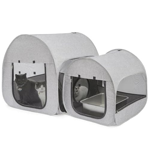 LUCKITTY Portable Cat Playpen, Delivery Room, Enclosure, Postoperative Recovery, House Design for Better Standing, Foldable Pet Tent for Indoor and Outdoor Use, Cat Houses & Condos Light Gray - Image 1