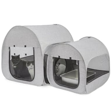 LUCKITTY Portable Cat Playpen, Delivery Room, Enclosure, Postoperative Recovery, House Design for Better Standing, Foldable Pet Tent for Indoor and Outdoor Use, Cat Houses & Condos Light Gray - Image 1