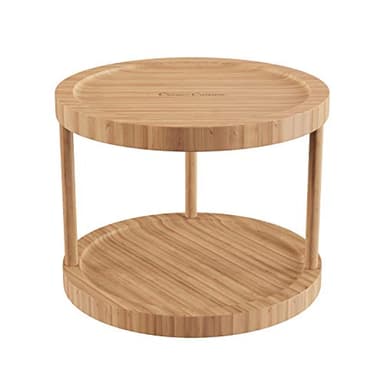 Classic Cuisine Lazy Susan – All-Natural Bamboo Round Two Tier Turntable Kitchen, Pantry and Vanity Organizer and Display with 10 Inch Diameter - Image 1
