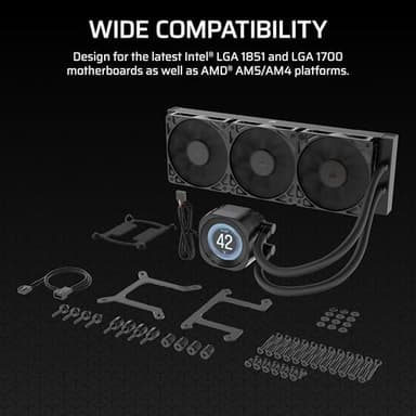 CORSAIR Nautilus 360 RS LCD Liquid CPU Cooler – 2.1" IPS LCD Screen, 360mm AIO, Low-Noise, Daisy-Chain, Intel LGA 1851/1700, AMD AM5/AM4 – 3X RS120 Fans Included – Black - Image 8