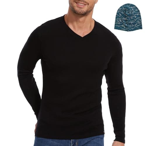 MERINNOVATION Merino Wool Base Layer-Mens 100% Merino Wool Long Sleeve Thermal Shirts for Hiking Hunting,lite,Midweight+Wool Accessory Included, Black 250 XL - Image 1