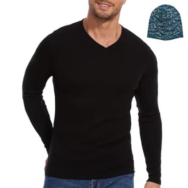 MERINNOVATION Merino Wool Base Layer-Mens 100% Merino Wool Long Sleeve Thermal Shirts for Hiking Hunting,lite,Midweight+Wool Accessory Included, Black 250 XL - Image 1