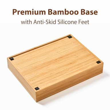 Umilife Desk Drawer Organizer, Bamboo Wood Organizer Tray with Adjustable Compartments, Office Desk Accessories Supplies Organization Storage, 12" x 9" - Image 4