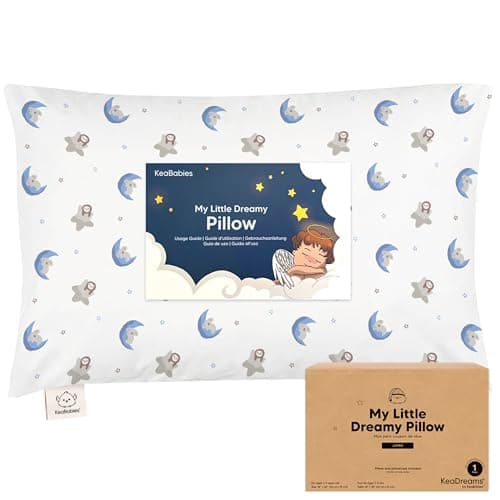 KeaBabies Toddler Pillow with Pillowcase, Jumbo 14X20 - Soft Organic Cotton Toddler Pillows for Sleeping - Machine Washable - Perfect for Travel, Toddler Bed Set (Space Drift) - Image 1