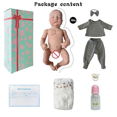 FOCKOF Realistic Reborn Baby Dolls-18 Inch Real Life Baby Dolls Girl Lifelike Baby Doll with Accessories for 3+ Years Old (Gray) - Image 6