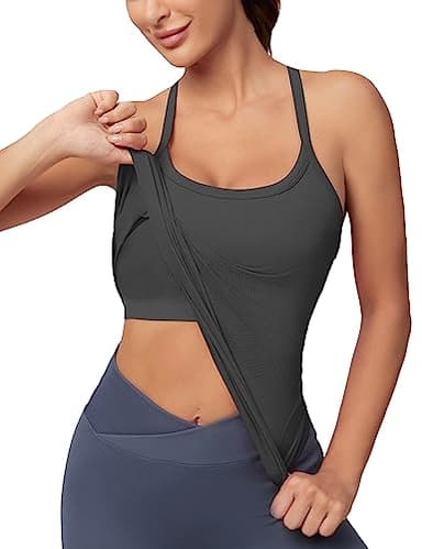 MathCat Workout Tank Tops for Women with Built in Bra, Sleeveless Gym Tops Seamless Racerback Athletic Yoga Shirts - Image 1