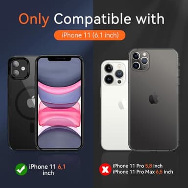 Fin2feel Magnetic Case for iPhone 11 Case, with Tempered Glass Screen Protector, [Compatible with MagSafe], Military Drop Protection Shockproof Matte Back Cover for iPhone 11 6.1 inch,Black - Image 2