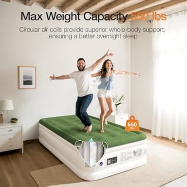 Zearna Air Mattress with Built in Pump - Upgraded Twin Blow Up Mattress, 2 Mins Quick Self Inflatable with Double Air Chamber,18"/550lbs Max, Strong Support, for Camping,Home,Guests,Portable Travel - Image 2