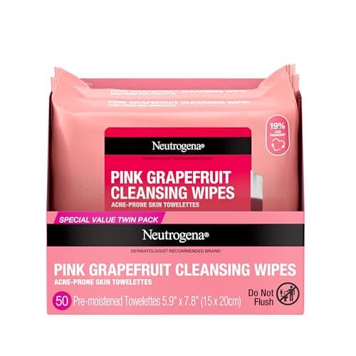 Neutrogena Makeup Remover Cleansing Towelettes, Pink Grapefruit, 25 Count, Twin Pack - Image 1