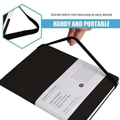 EMOMAS Lined Journal Notebook, (Black), 160 Pages, Medium 5.7 inches x 8 inches - 100 gsm Thick Paper, Hardcover - Image 5