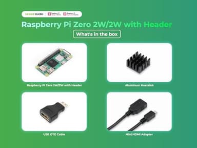 Raspberry Pi Zero 2 WH Kit, Official Pre-Soldered Header, Heatsink, USB Cable, HDMI Adapter (with Quad-core CPU,Bluetooth 4.2,BLE,onboard Antenna,etc.) - Image 3