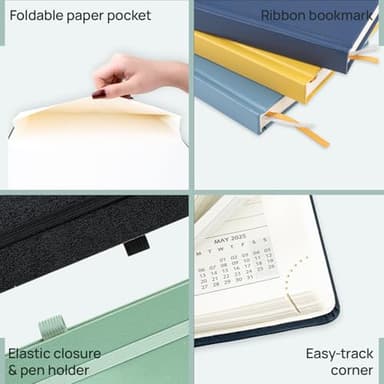 POPRUN Planner 2025-2026, (Large 8.5'' x 10.5'' Hard Cover) Academic Calendar (July 25-June 26) Daily Weekly and Monthly Appointment Book with Hourly Time Slots, Monthly Tabs, 100 GSM - Midnight Green - Image 5