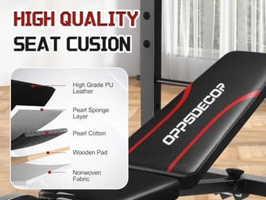 OPPSDECOR Multi-Function Weight Bench Set with Squat Rack Leg Extension & Leg Curl Adjustable Workout Bench for Full Body Fitness Foldable Flat/Incline/Decline Upgrade Bench Press for Home Gym - Image 6