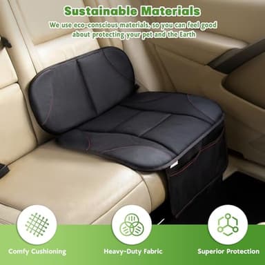 Siivton Kids Booster Seat Protector Mat, Thick, Anti-Slip, Waterproof, with Mesh Pockets for Toys & Snacks, Fits Most Cars, Black - 2 Pack - Image 7